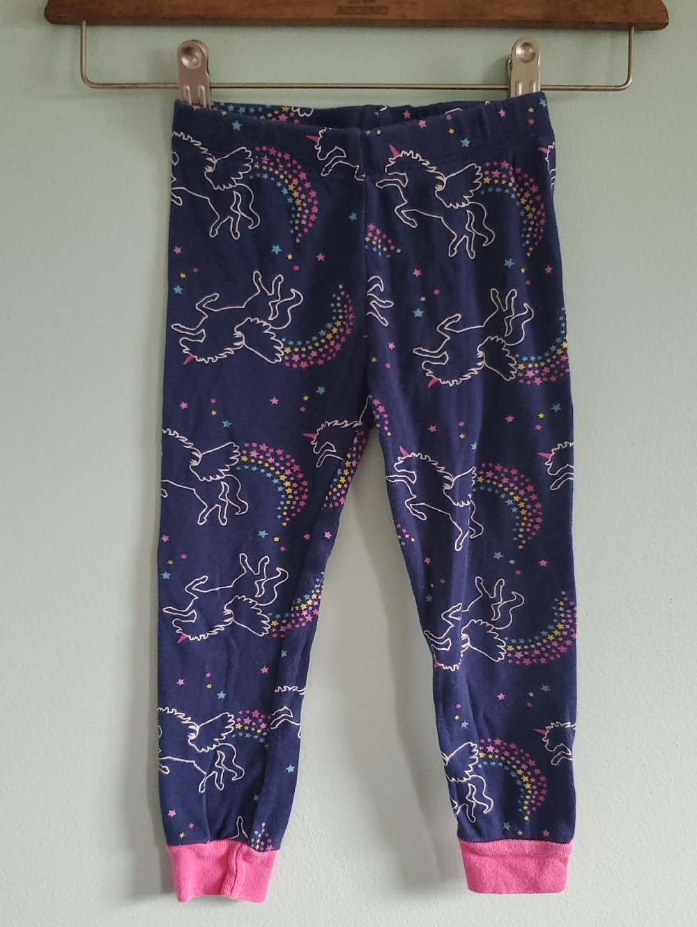 Kids Unicorn Print Pajama Bottoms - Navy and Pink